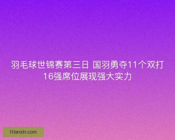 羽毛球世锦赛第三日 国羽勇夺11个双打16强席位展现强大实力